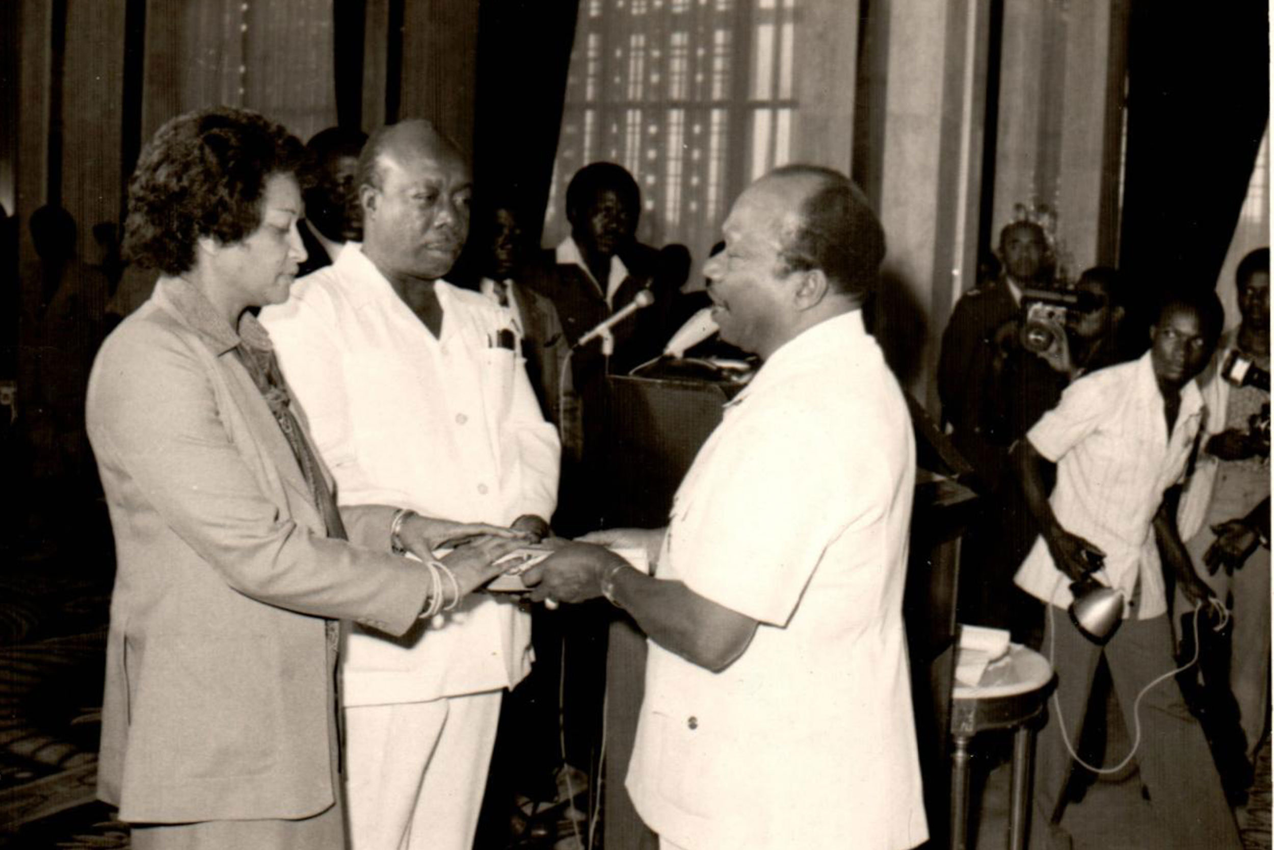 President Tolbert swearing in Ellen Johnson Sirleaf