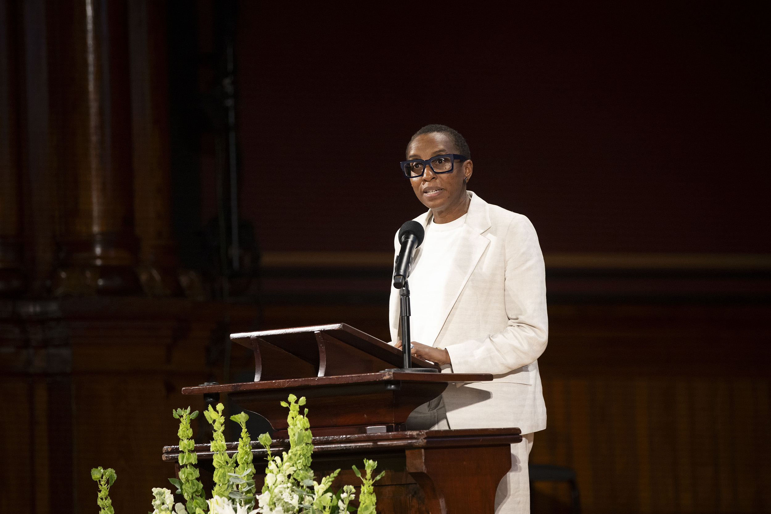 Harvard President, Claudine Gay introducing Lynch