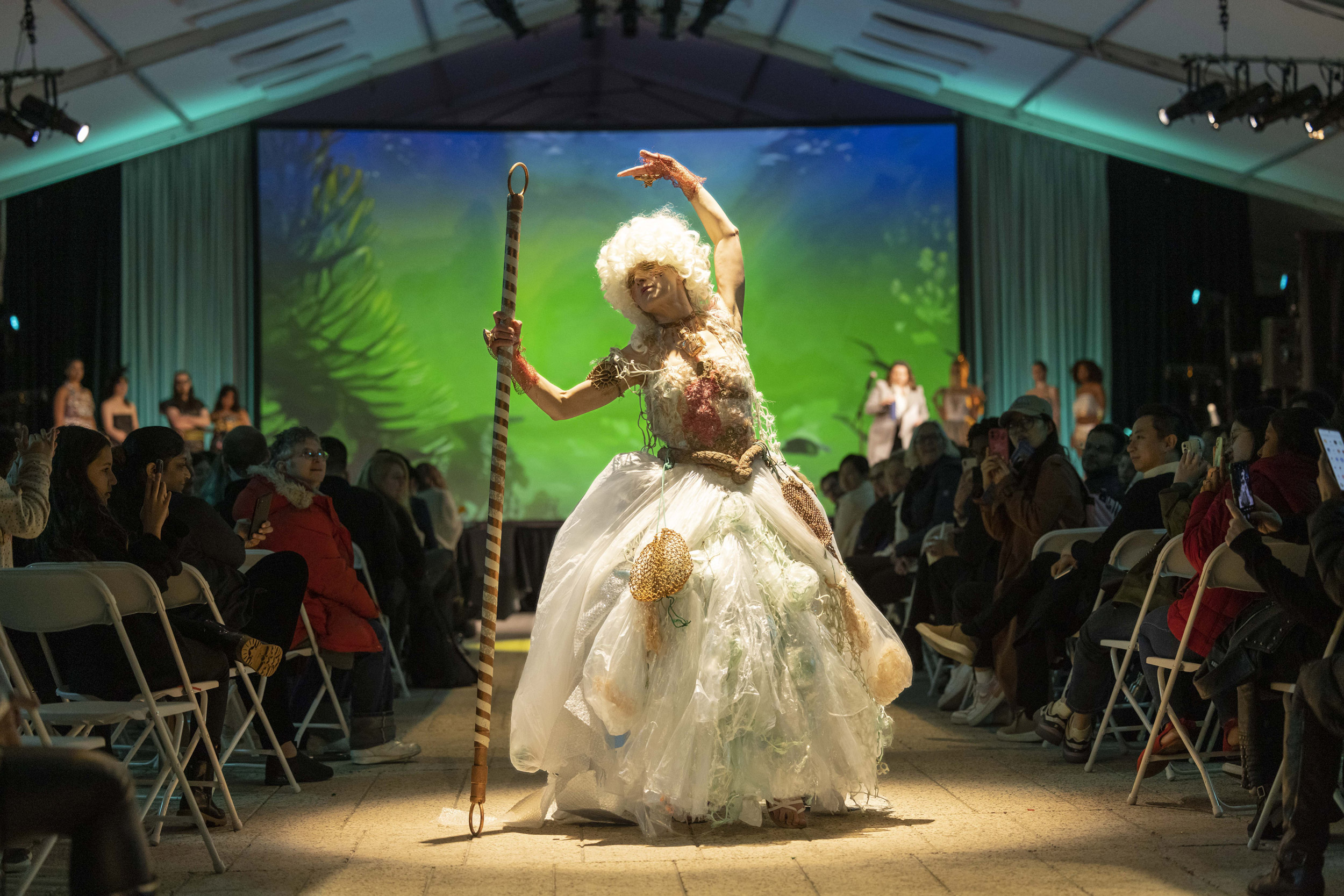 A model poses wearing “Water of Life."