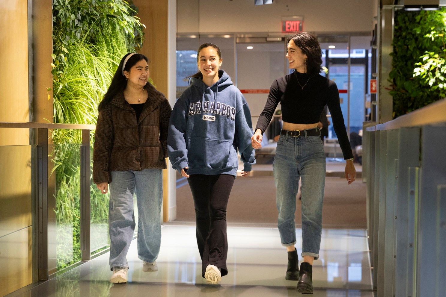 Laurinne Eugenio ’26 (from left), Gabby Grant ’24, and Eleanor Wikstrom ’24 .