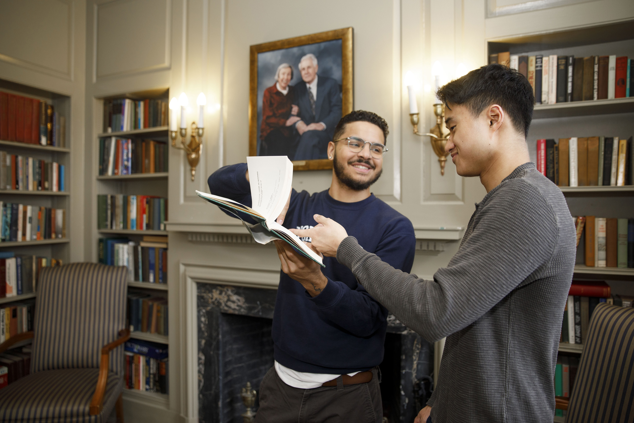 House Committee chairs, Adrian Munoz Krans ’25 (glasses) and Derek Hu ’25