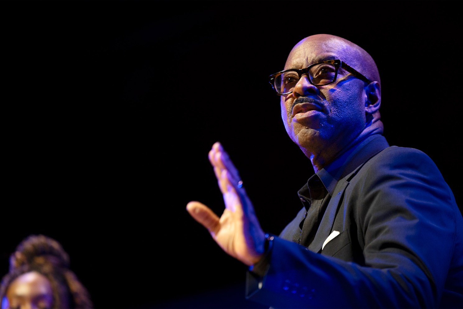 Courtney B. Vance onstage at Sanders Theatre.