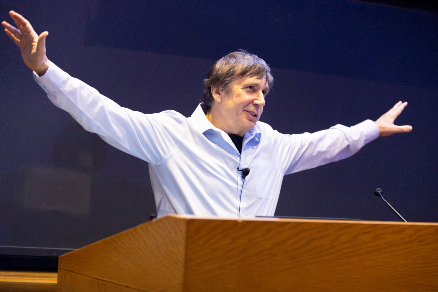 Sir Andre Geim (pictured), giving the Morris Loeb Lecture in Physics.