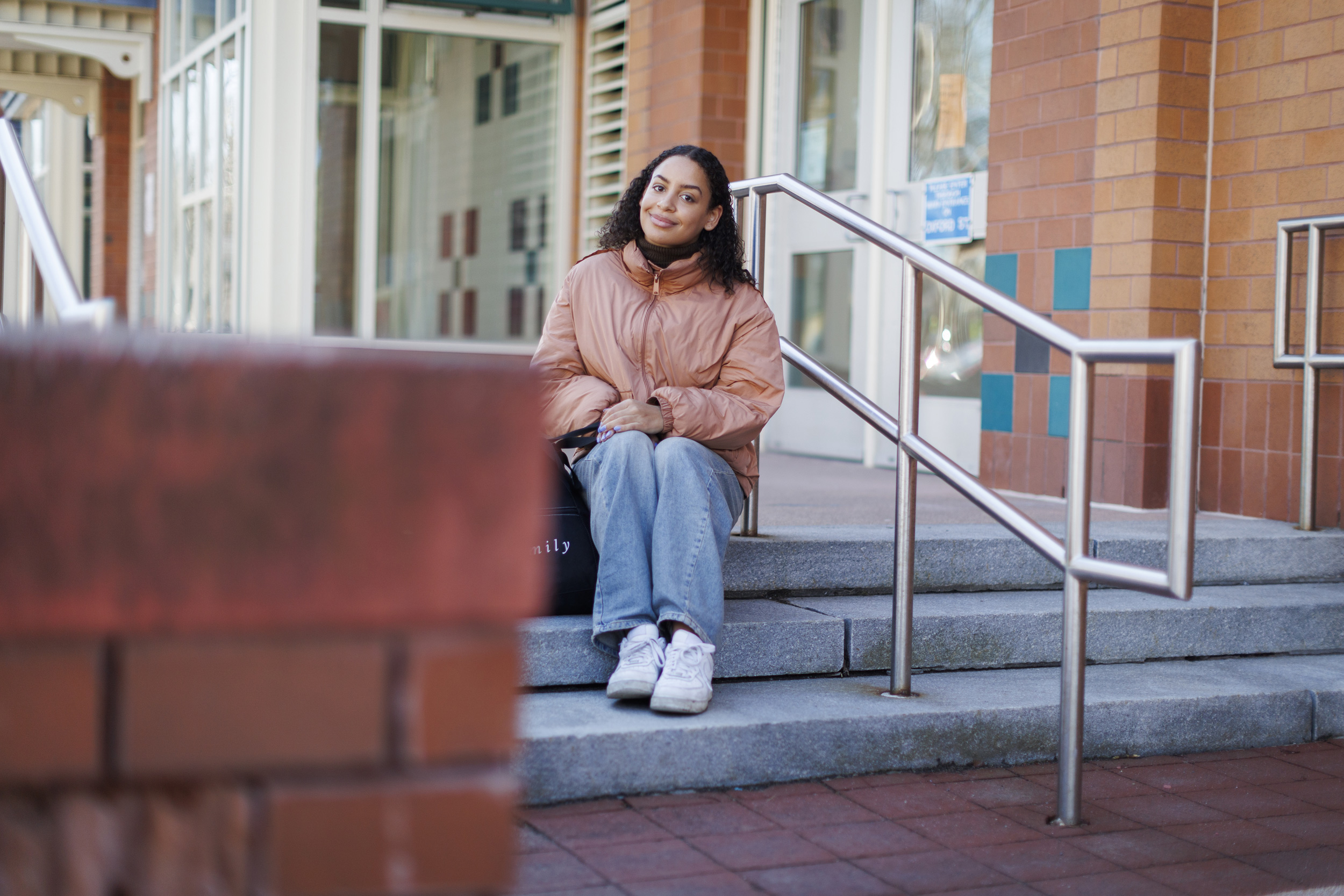 Maya Counter is pictured outside the Maria Baldwin School in Cambridge.