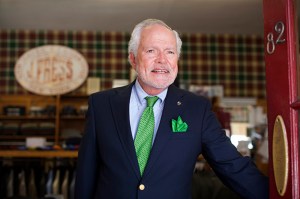 Denis Black is the general manager emeritus of J. Press Store in Harvard Square. He has been with the store since 1977 and in the clothing business for over 50 years. He is pictured by the shop entrance on Mt. Auburn Street. Stephanie Mitchell/Harvard Staff Photographer