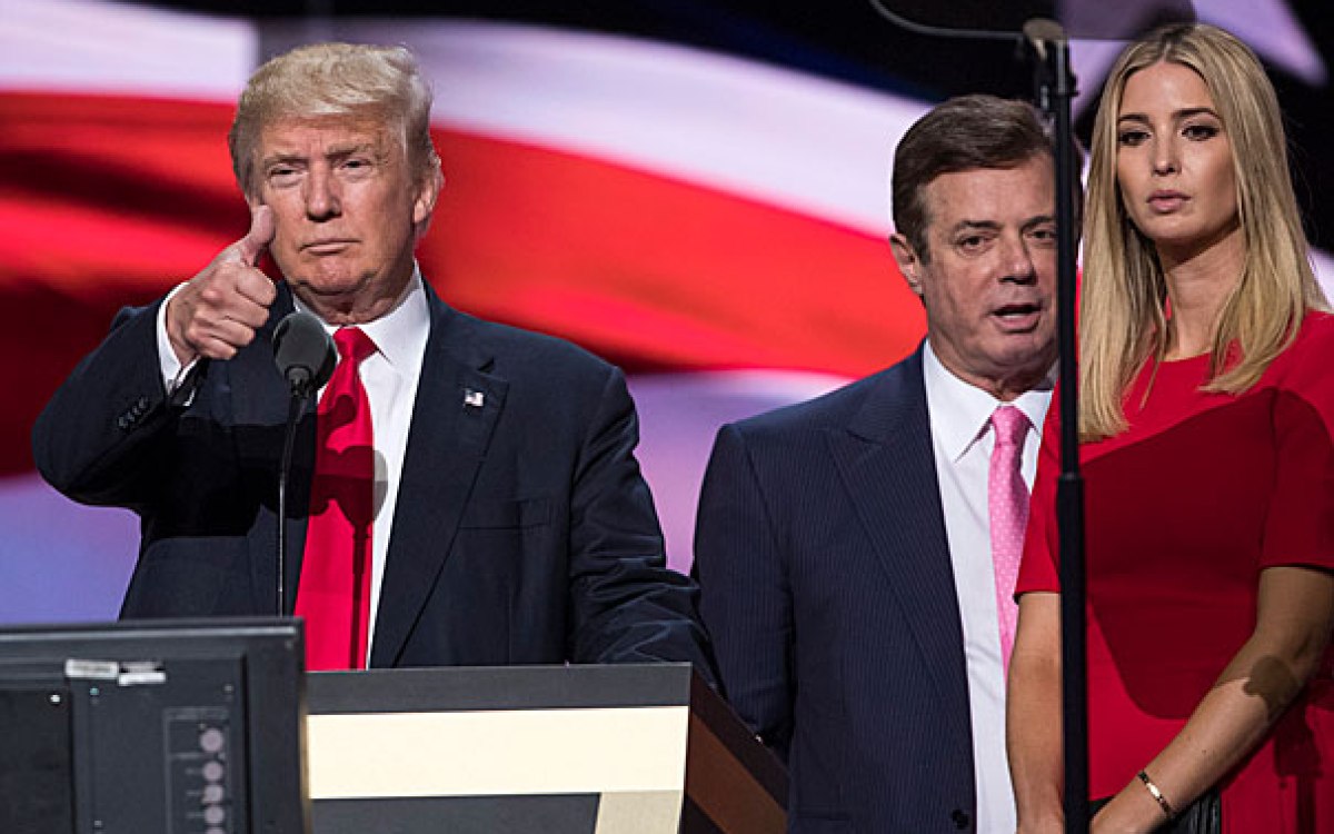 Federal charges have been brought against two former Trump advisers, including Paul Manafort (center). If evidence links Trump to criminal activity, Congress may have to consider impeachment. But as Harvard Professor Cass Sunstein points out, the Constitution sharply limits the category of impeachable offenses.