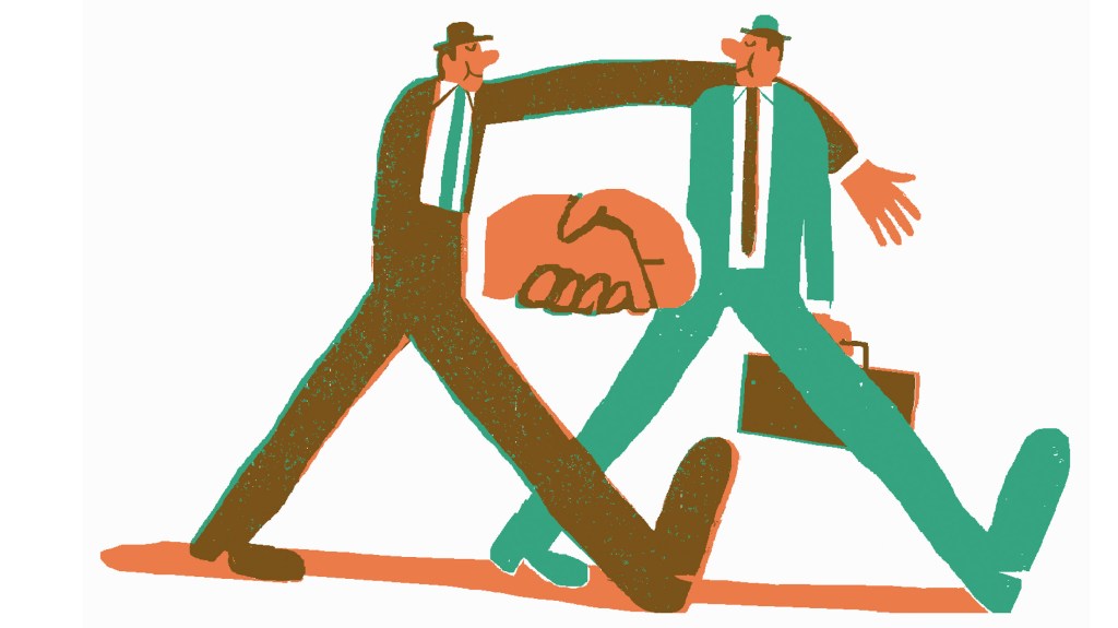 Illustration of businessmen shaking hands