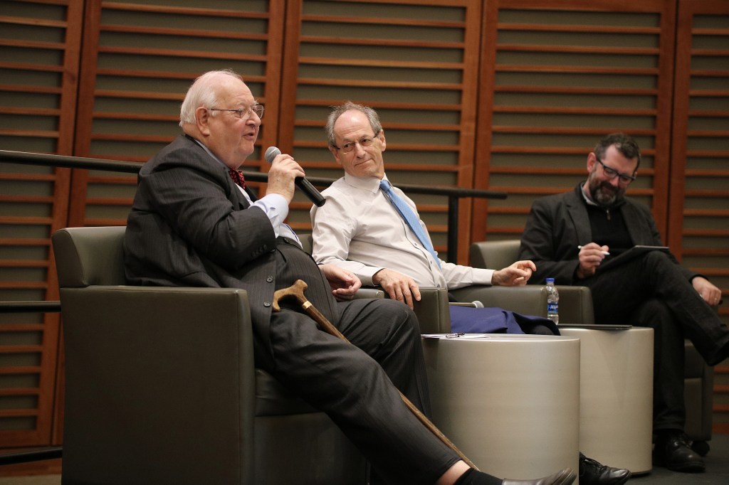 Angus Deaton (from left), epidemiologist Michael Marmot, and Professor Jason Beckfield