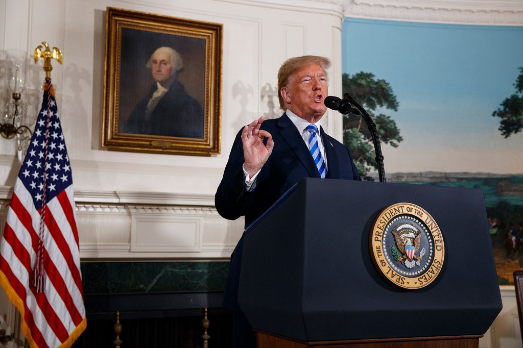 President Trump at podium.