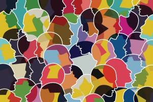 People talking, thinking concept.