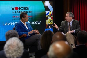 President Larry Bacow and Dean Michelle Williams.