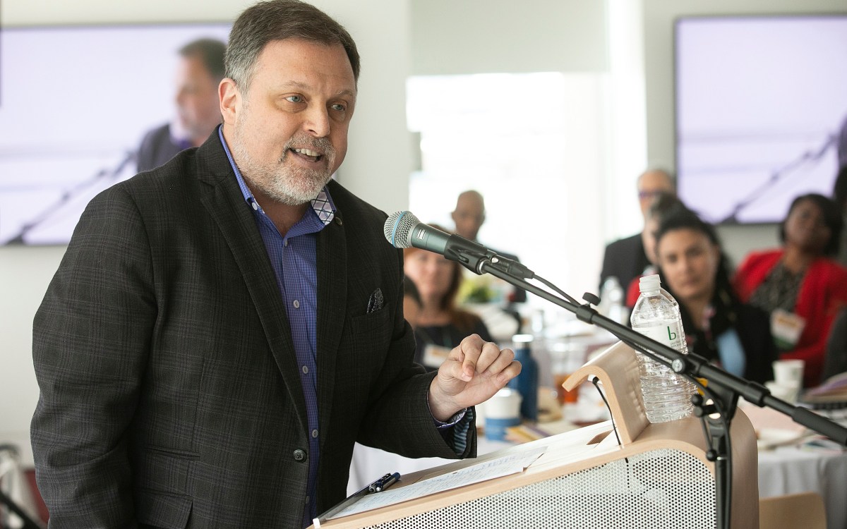 Keynote speaker Tim Wise at the symposium on diversity.