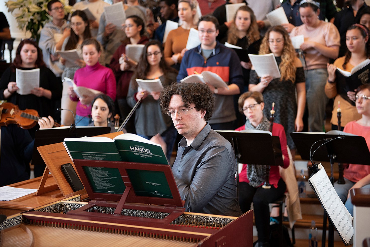 Tom Sheehan plays the harpsichord