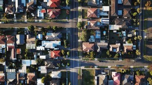 Birds eye view of neighborhood