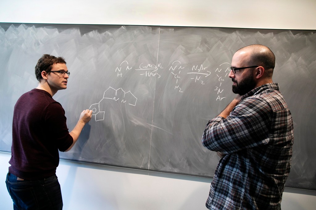 Erving Professor of Chemistry Theodore A. Betley and graduate student Kurtis Carsch