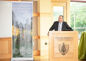 President Larry Bacow at Arboretum