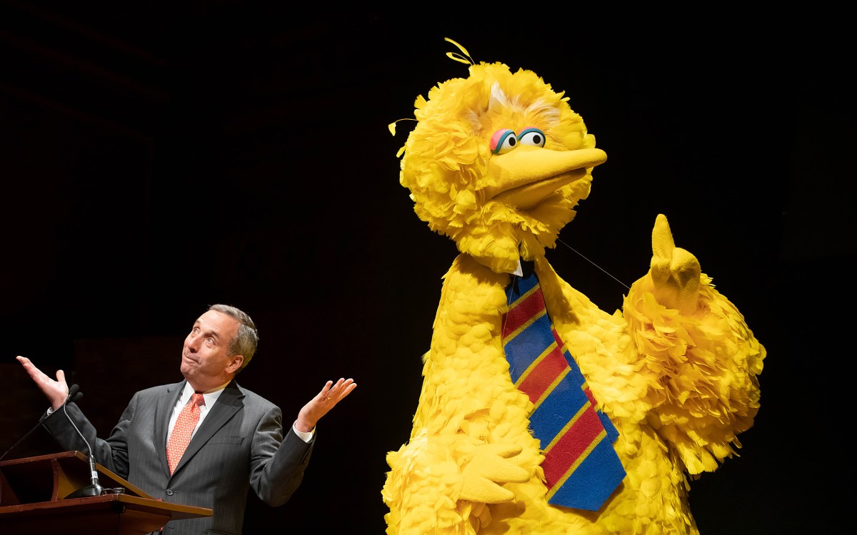 Big Bird and Larry Bacow
