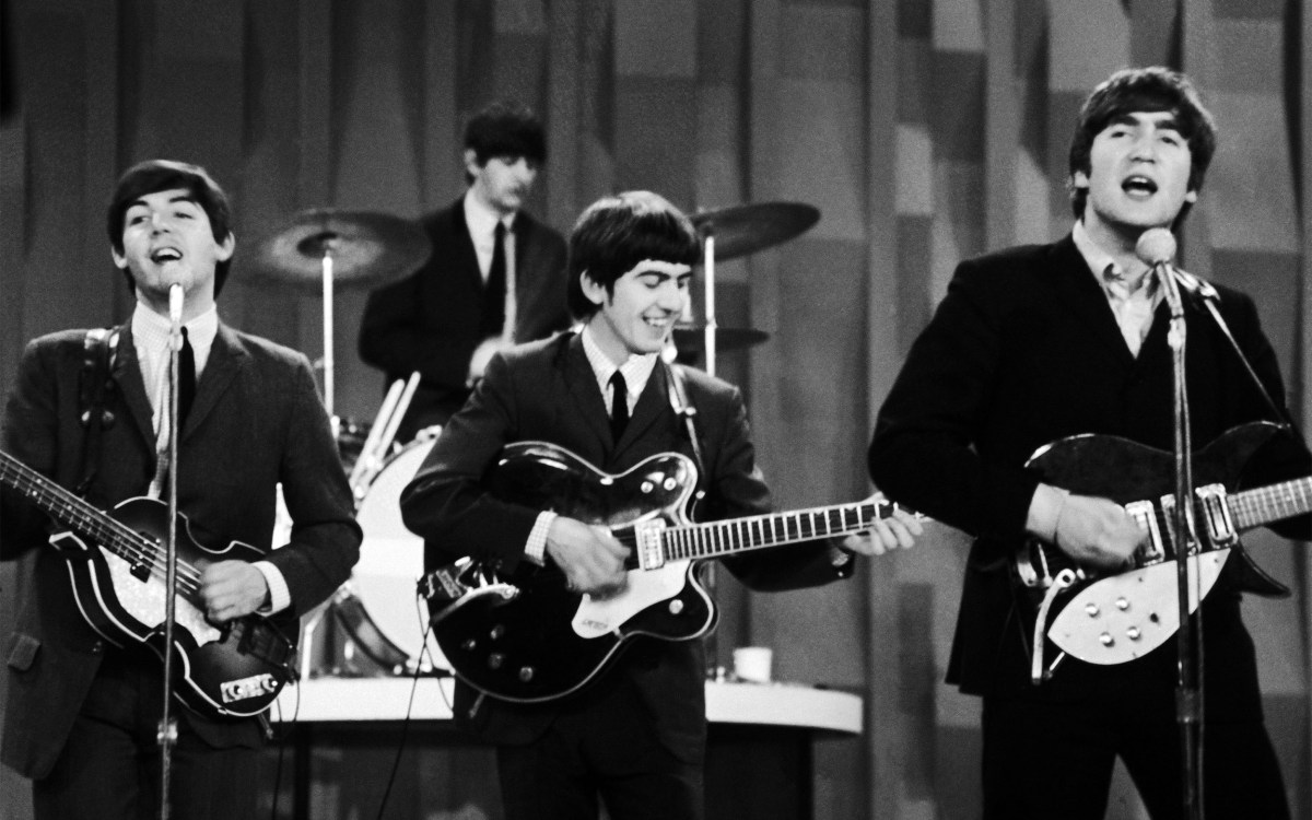 The Beatles performing on Ed Sullivan show.