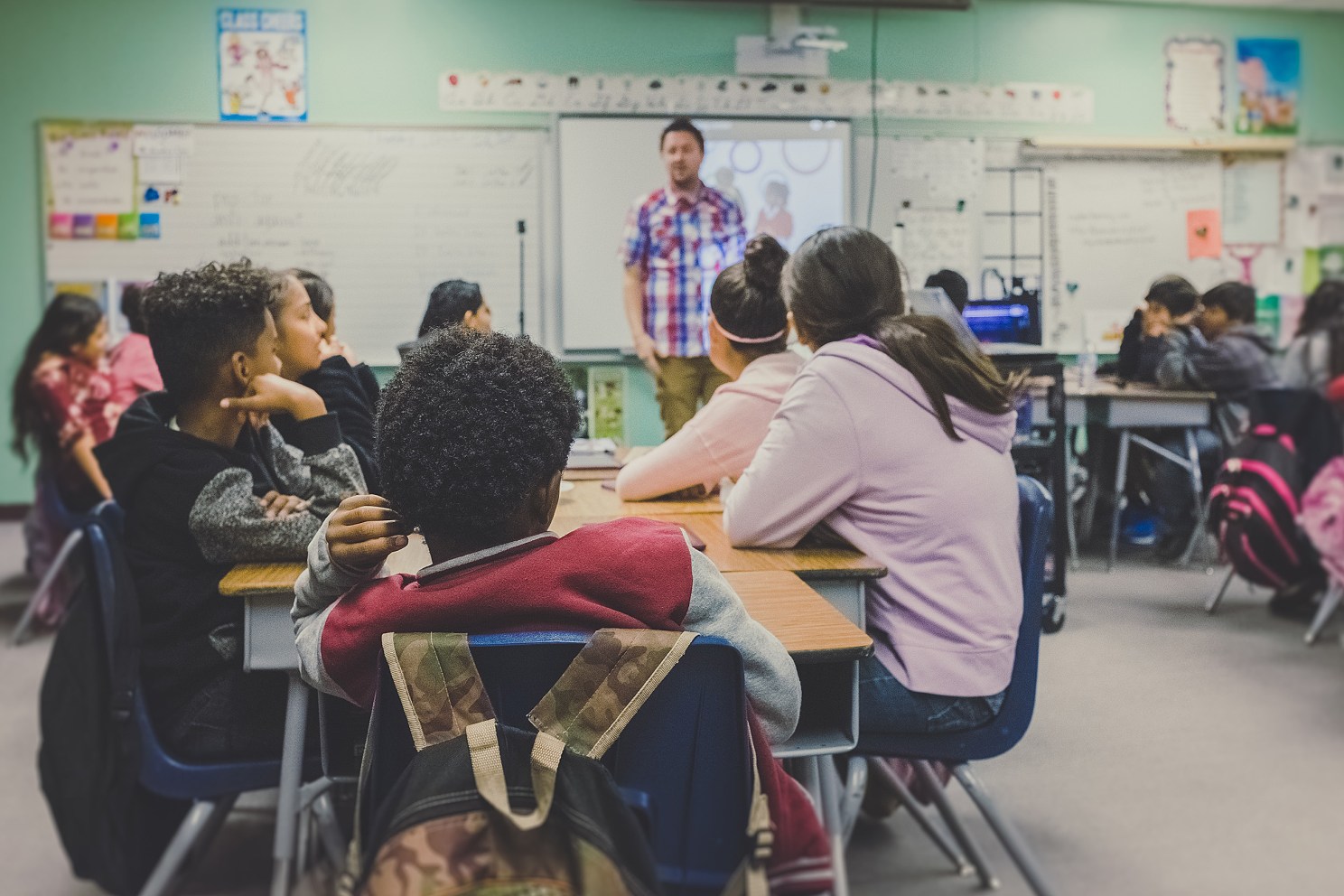 Students sitting in a classroom