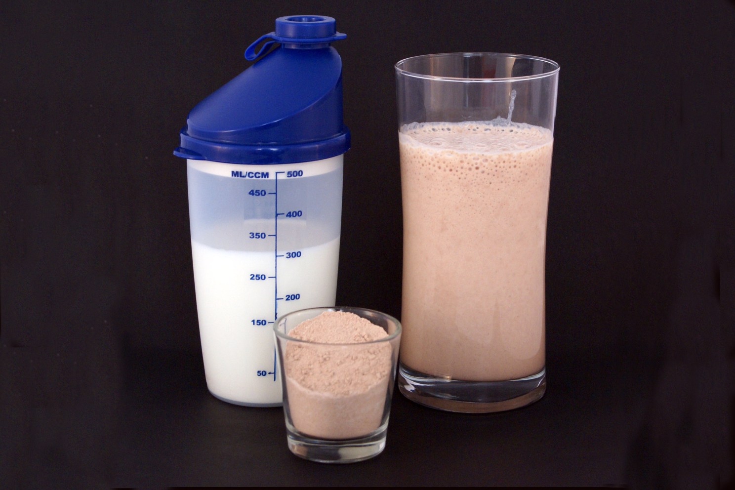 Protein powder with milk.