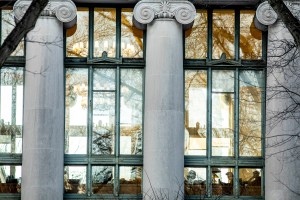 View of Langdell Library at Harvard University.