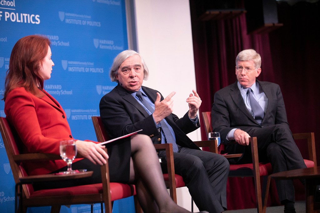 Panel with Meghan Sullivan, former Sec. of Energy Ernest Moniz, and ormer Deputy Secretary of Energy Daniel Poneman,.