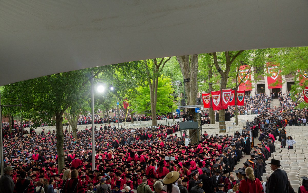 Commencement crowd in Harvard Yard 2019.