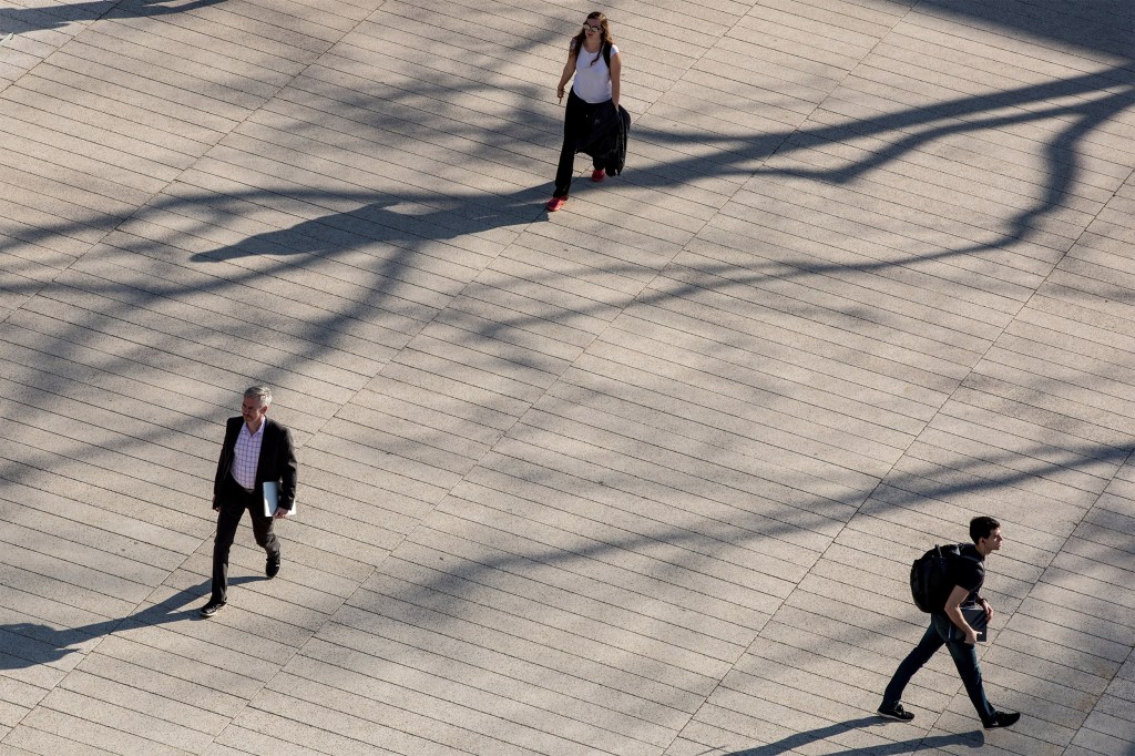 People walking 12 feet apart.