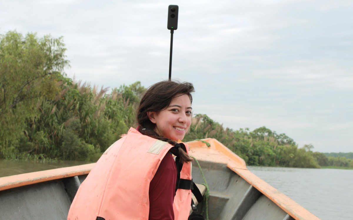 Christina Chang in a canoe.