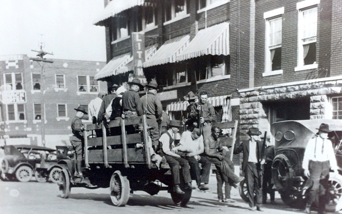 Tulsa resident being taken to the Brady Theater.