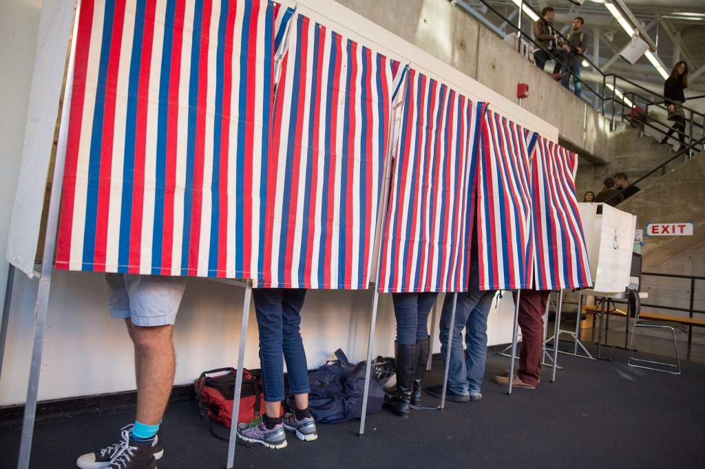 Students voting.