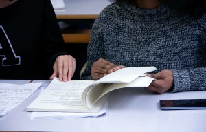 Two people reading.