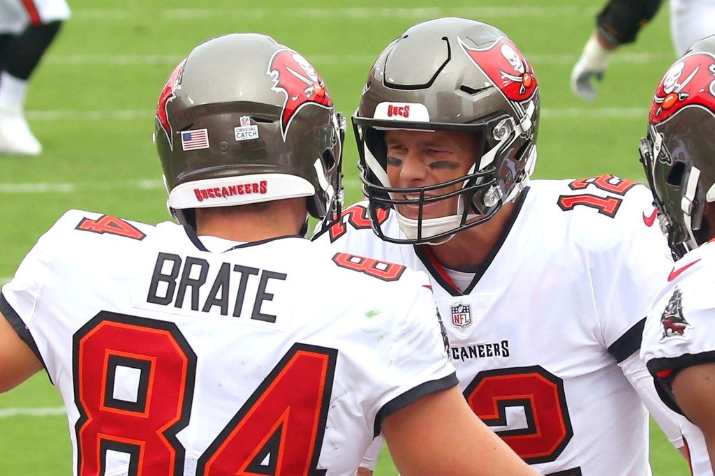 Cameron Brate and Tom Brady.