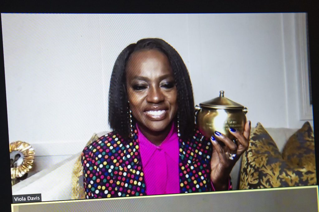 Viola Davis holding the Pudding Pot.