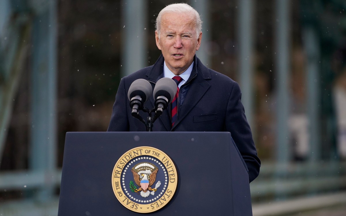 Joe Biden speaks in New Hampshire.