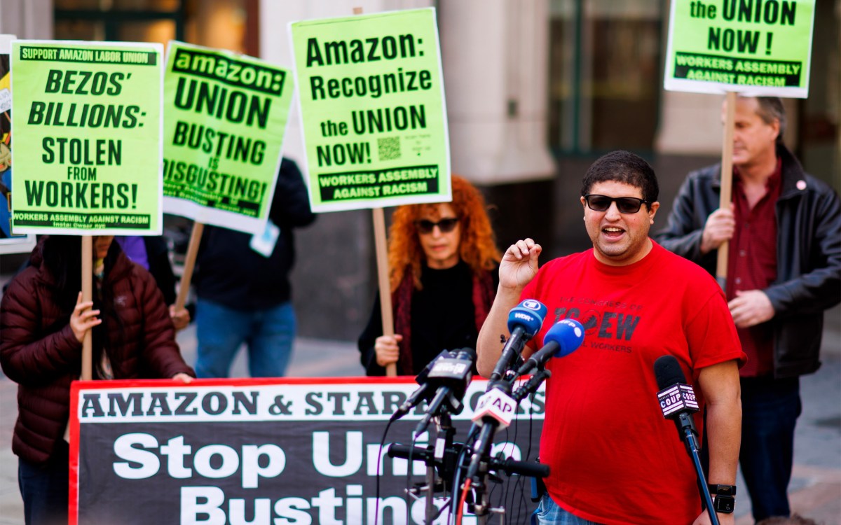 Amazon workers announce union victory.