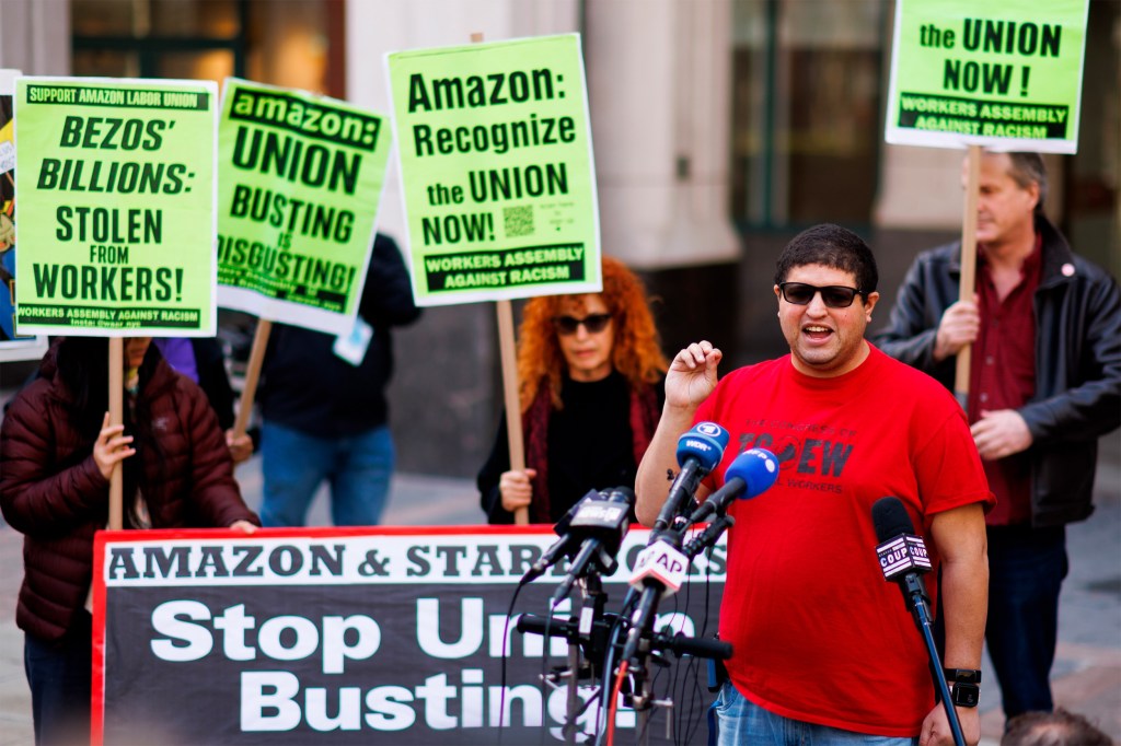 Amazon workers announce union victory.