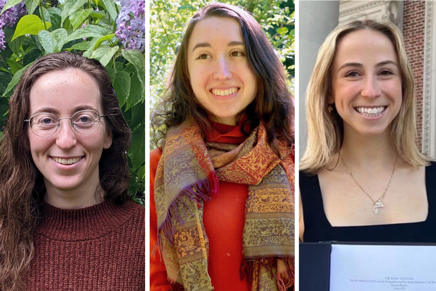 Shoshana F. Boardman ’22 (from left), Sonia F. Epstein ’22, and Hannah Mae Miller ’22.