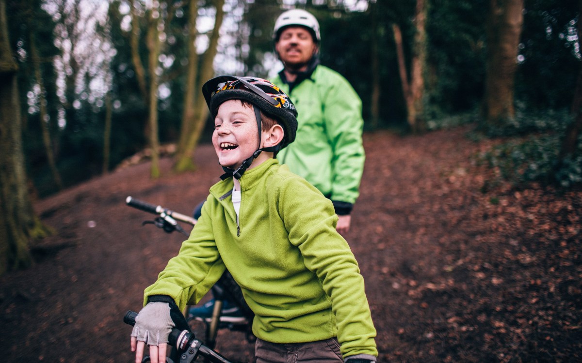 Father and son on a bicycle ride togethe