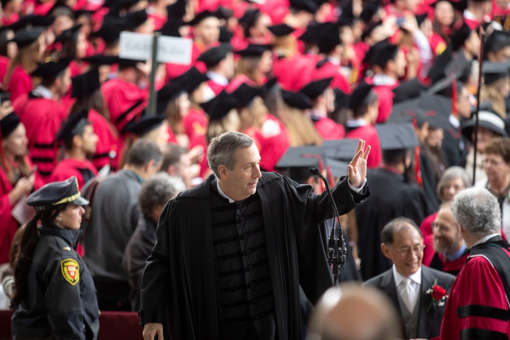 Harvard President Larry Bacow at 2019 Commencement.