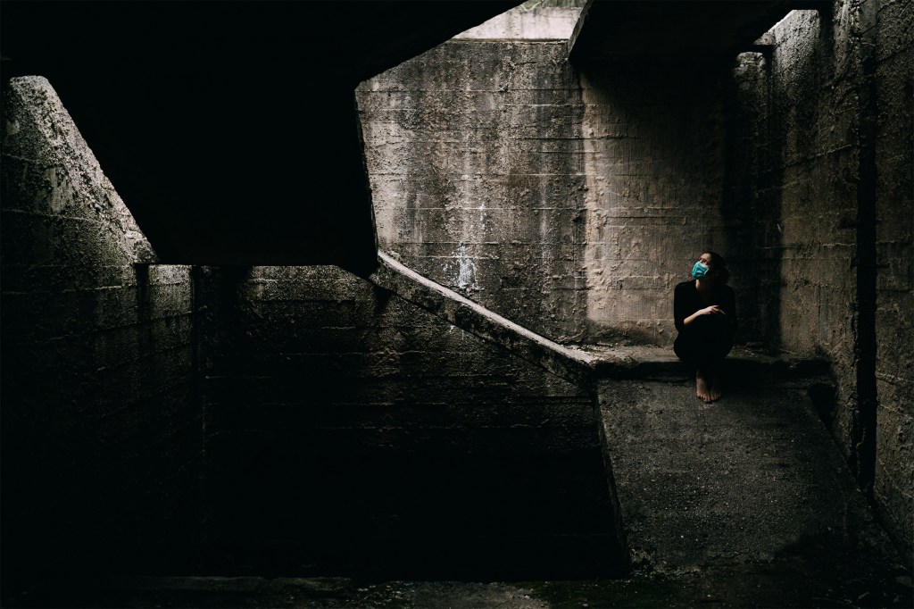 Depressed person in a tunnel.