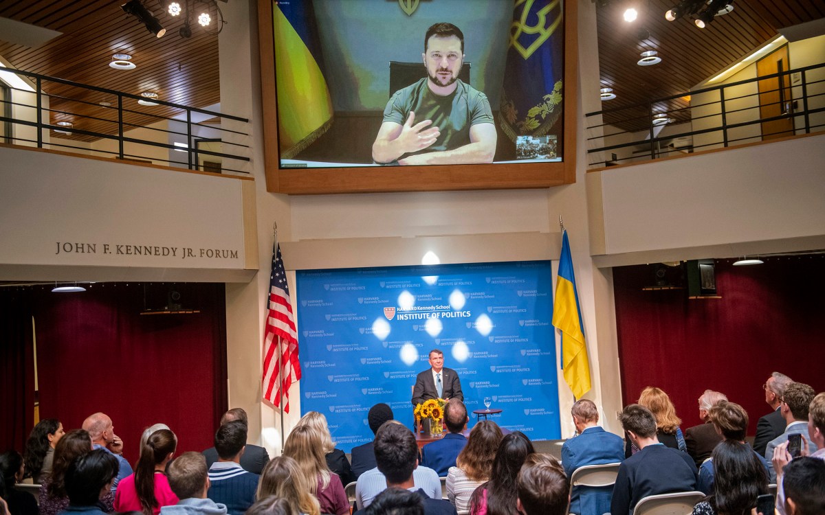 President Zelensky speaks via livestream.