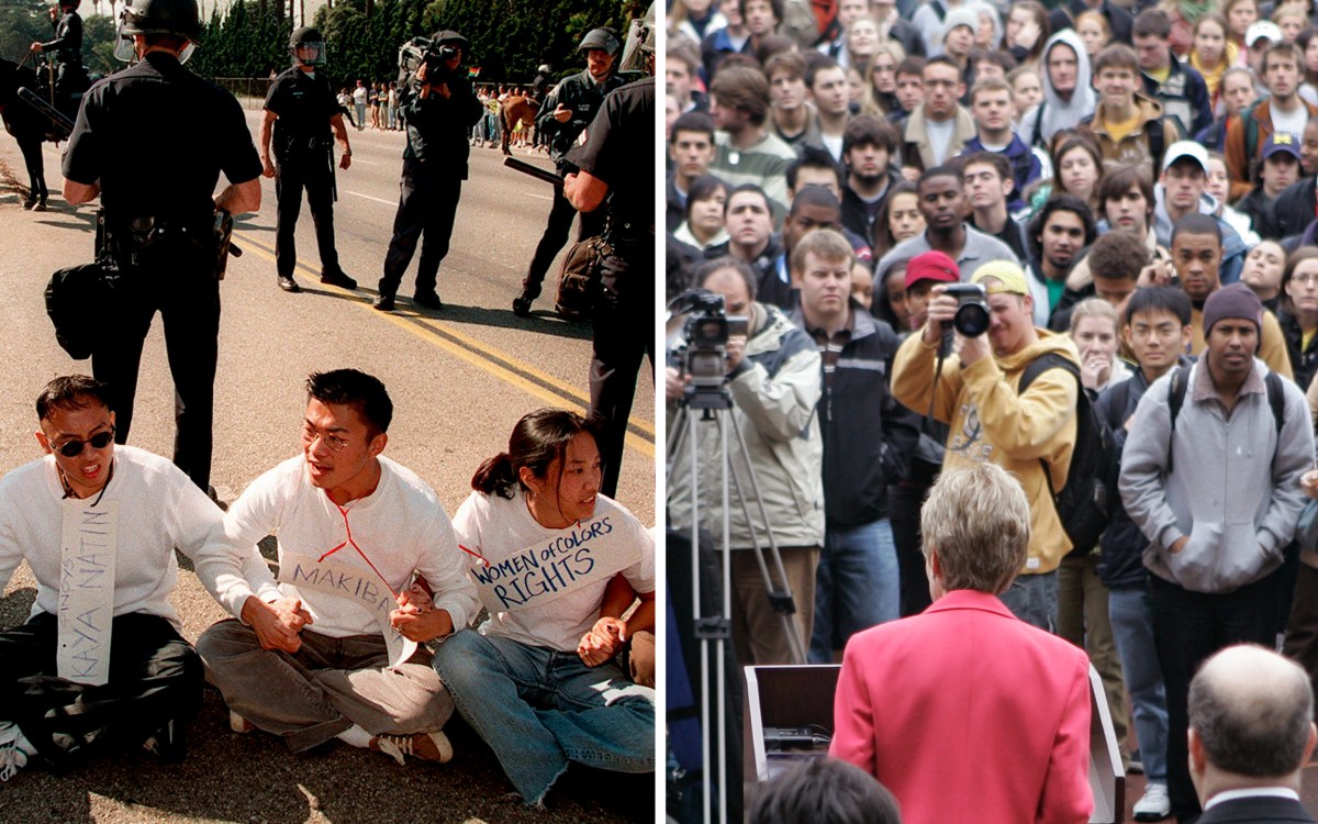 UCLA and University of Michigan students protest affirmative action bans in 1996 and 2006.