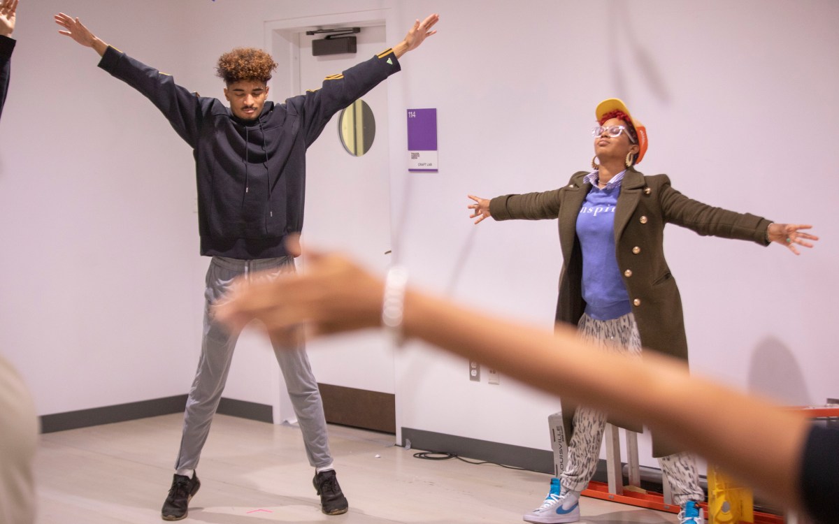 Max Booker ‘22 takes part in an exercise during Prof. Shamell Bell's class.