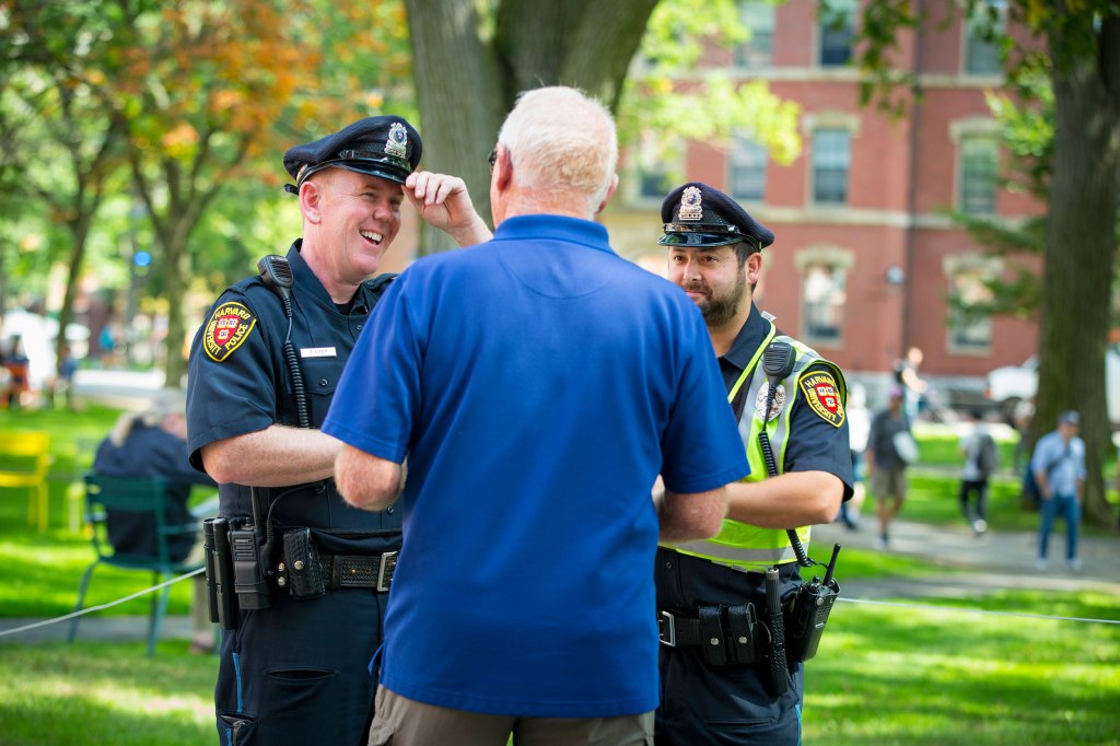 Harvard University police in Harvard Yard.