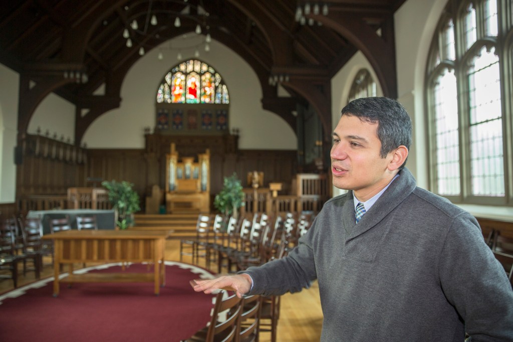 Matthew Potts in Andover Hall Chapel.