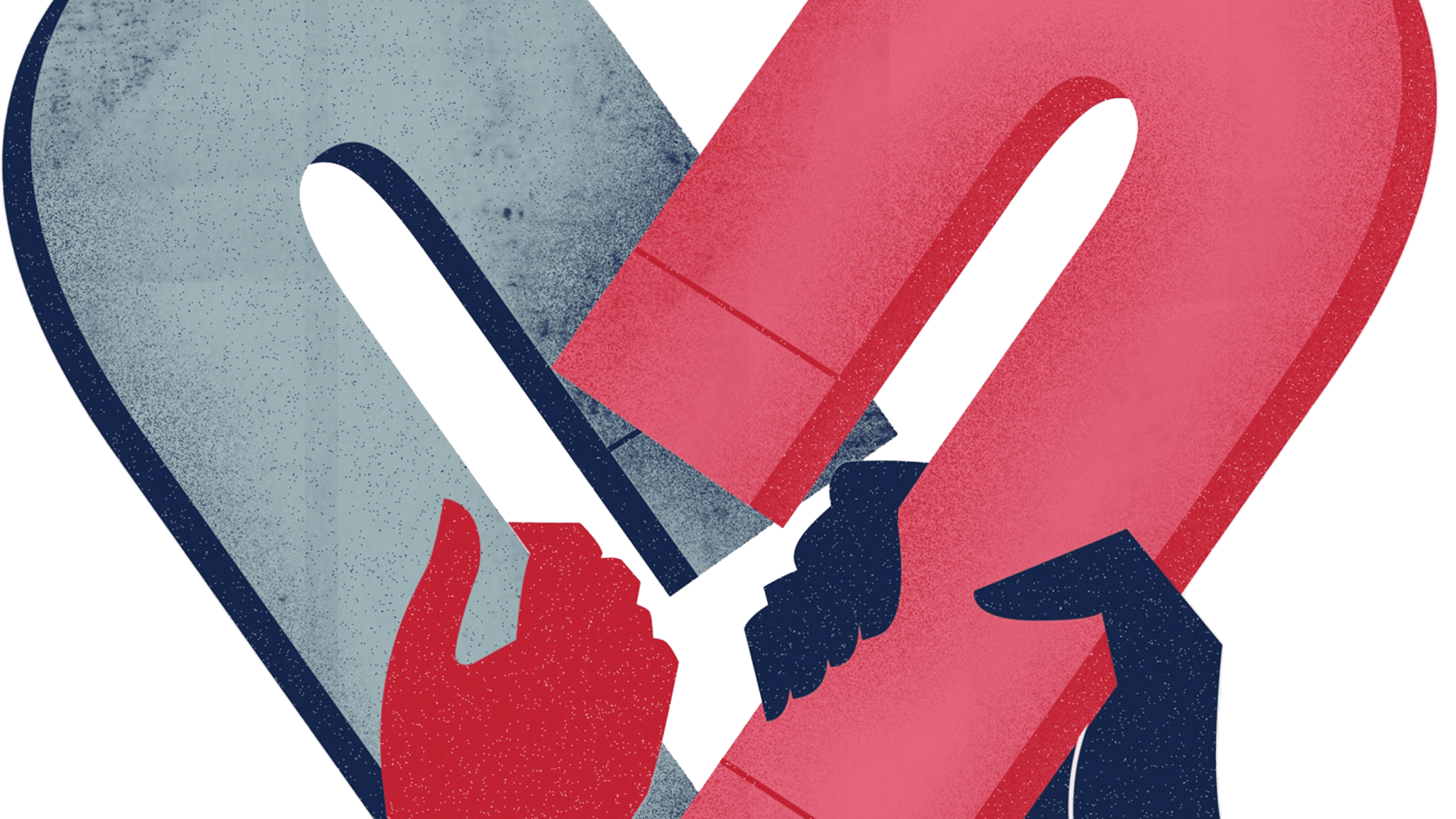 Two hands holding attracting magnets.