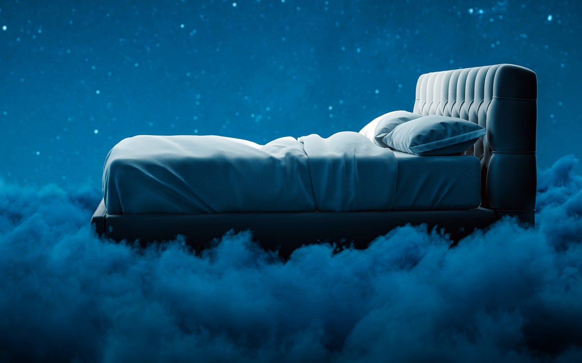 research paper on insomnia Illustration of bed in the clouds.