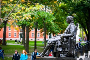 John Harvard Statue in Harvard Yard.