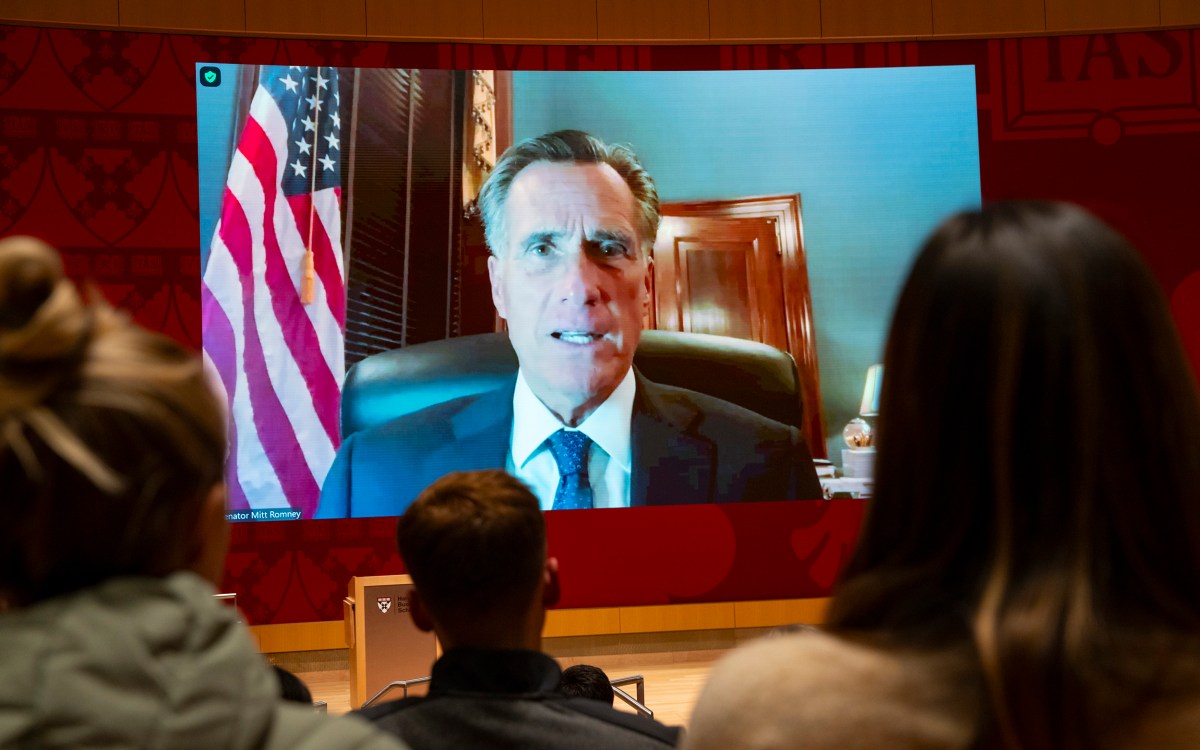 Mitt Romney speak via Zoom at HBS.